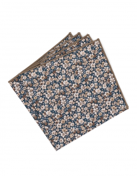 MARK - POCHETTE FLEURIE - BEIGE & BLEU