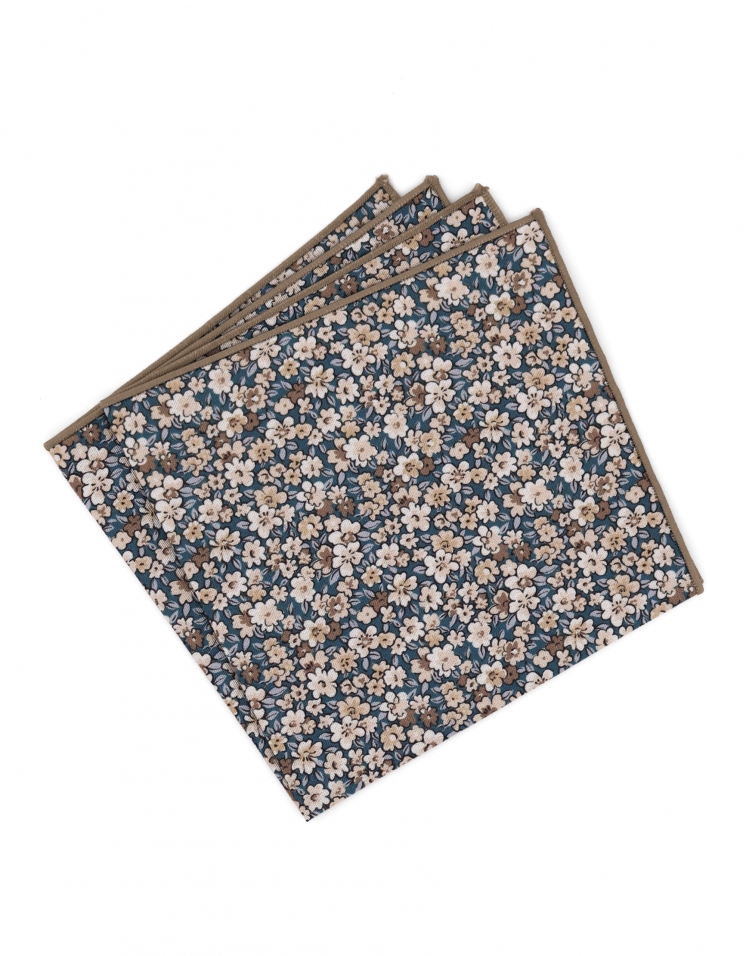 MARK - POCHETTE FLEURIE - BEIGE & BLEU MARK - POCHETTE FLEURIE - BEIGE & BLEU