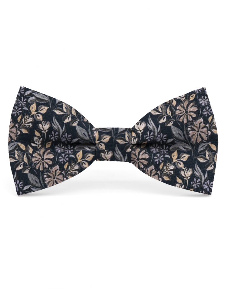 COMMA - NOEUD PAPILLON FLEURI - CLASSIC - BLEU, BEIGE & BRUN