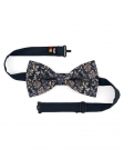 COMMA - NOEUD PAPILLON FLEURI - CLASSIC - BLEU, BEIGE & BRUN