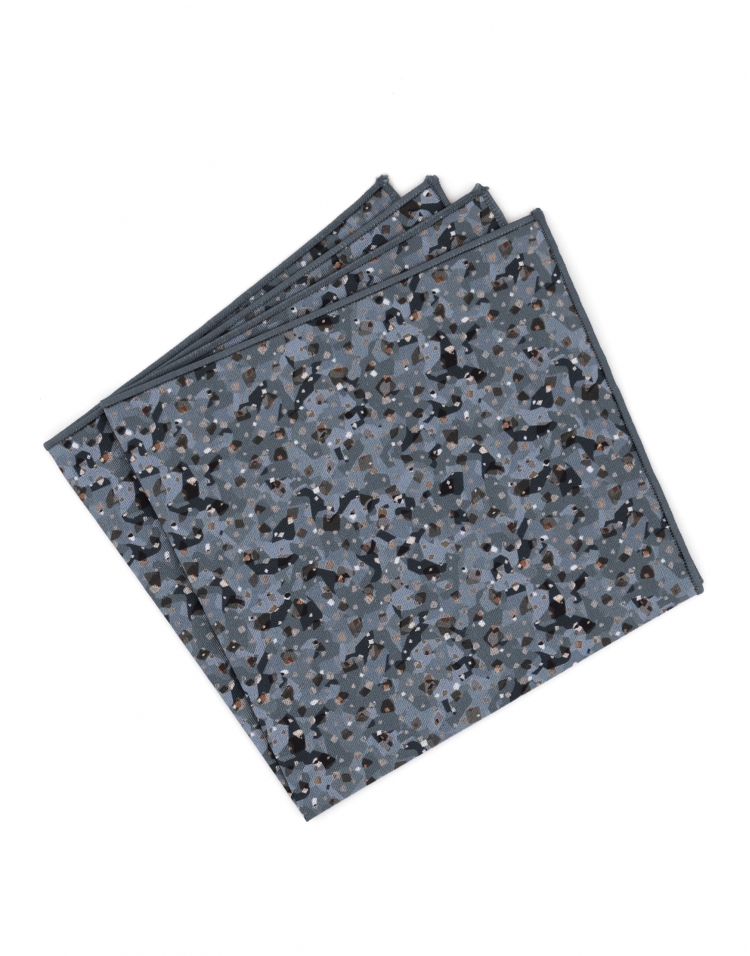 KATSURA - POCKET SQUARE - BLUE & BROWN KATSURA - POCKET SQUARE - BLUE & BROWN