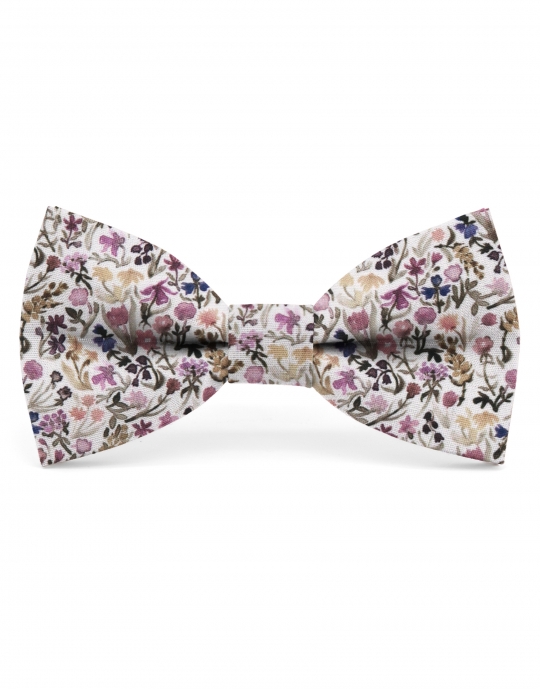 TOUAN - NOEUD PAPILLON FLEURI - CLASSIC - VIEUX ROSE, MAUVE & KAKI
