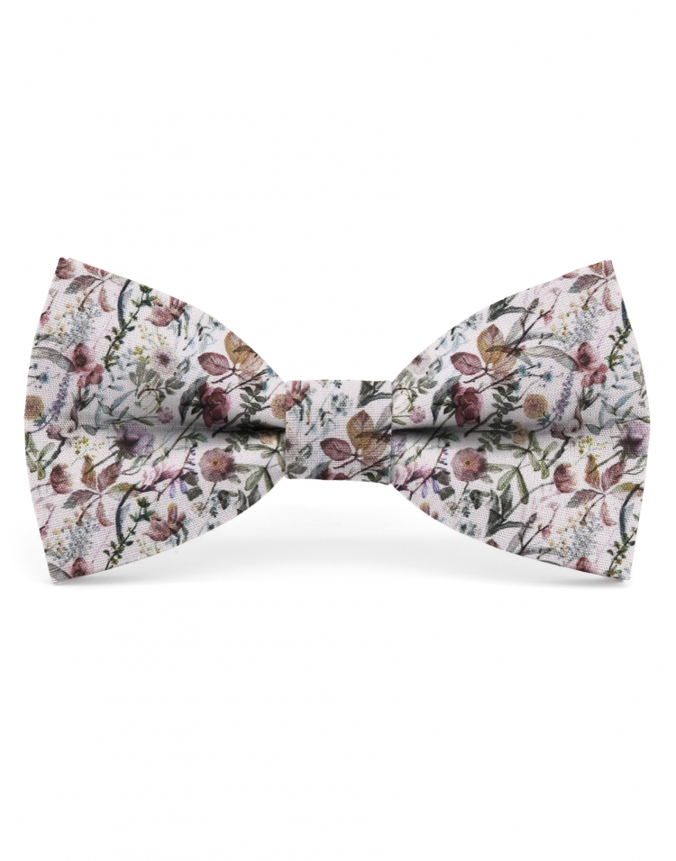 JOSHUA - NOEUD PAPILLON FLEURI - CLASSIC - VIEUX ROSE, MAUVE & VERT