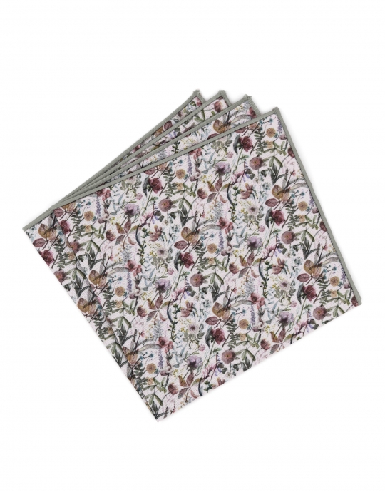 JOSHUA - POCHETTE FLEURIE - VIEUX ROSE, MAUVE & VERT