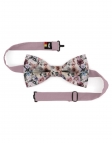 ANTON - NOEUD PAPILLON FLEURI - CLASSIC - VIEUX ROSE, MAUVE & VERT