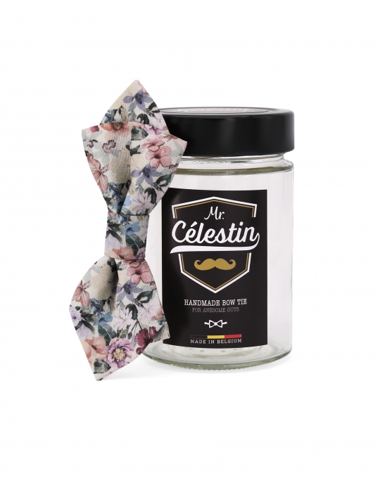 ANTON - NOEUD PAPILLON FLEURI - DIAMOND - VIEUX ROSE, MAUVE & VERT