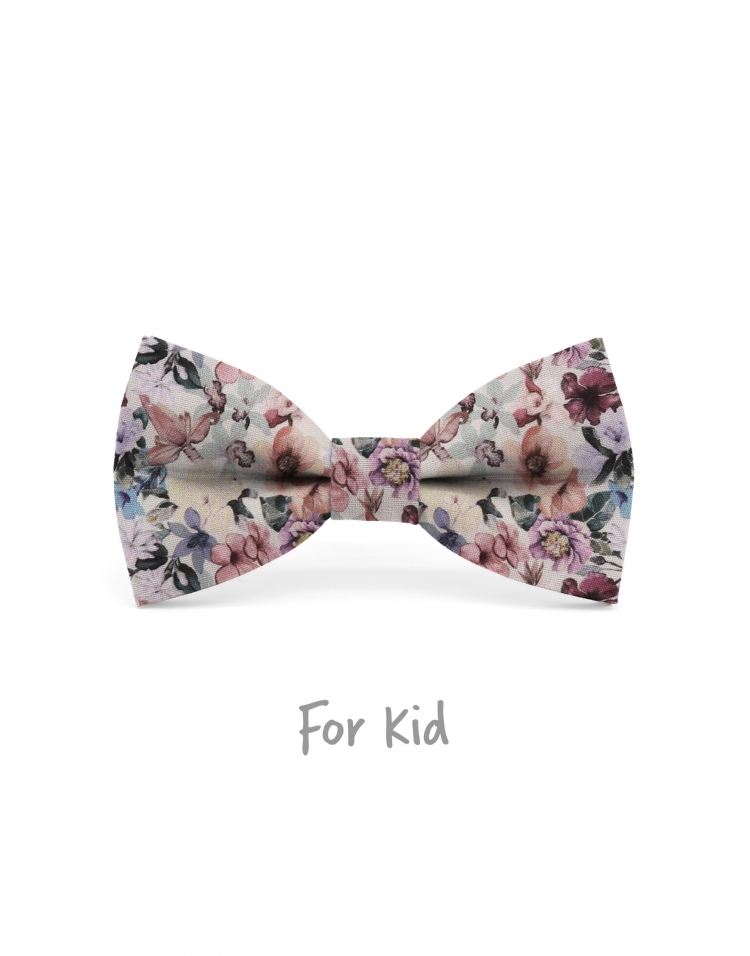 ANTON - NOEUD PAPILLON ENFANT ou ADO - VIEUX ROSE, MAUVE & VERT