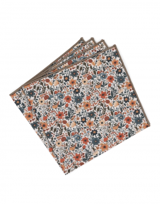 JUN - POCHETTE FLEURIE - ORANGE & BLEU