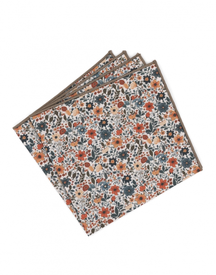 JUN - POCHETTE FLEURIE - ORANGE & BLEU JUN - POCHETTE FLEURIE - ORANGE & BLEU