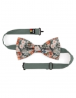 PARK - NOEUD PAPILLON FLEURI - CLASSIC - ORANGE, VERT, TURQUOISE & BEIGE