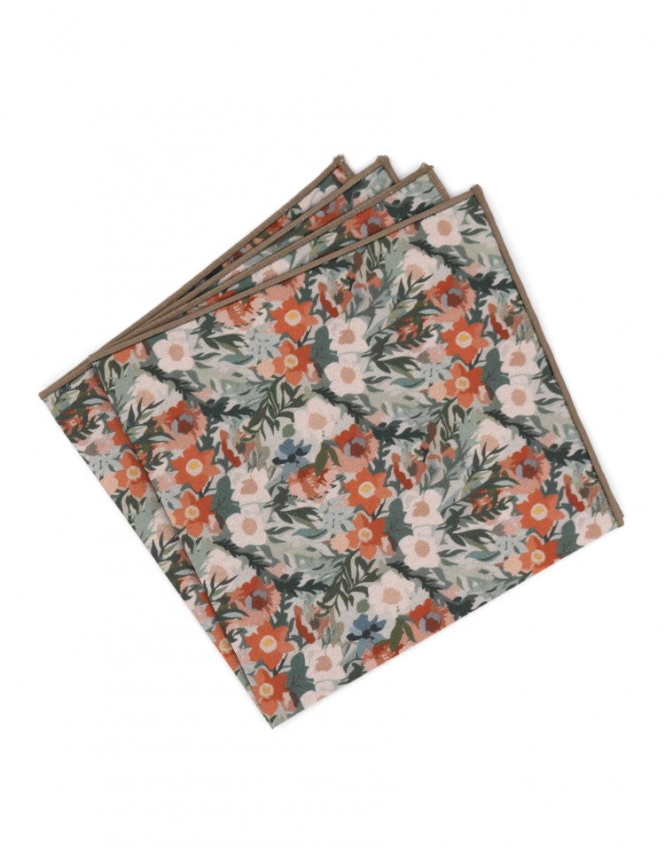PARK - POCHETTE FLEURIE - ORANGE, VERT, TURQUOISE & BEIGE PARK - POCHETTE FLEURIE - ORANGE, VERT, TURQUOISE & BEIGE