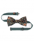 JAY - NOEUD PAPILLON FLEURI - CLASSIC - PETROLE, ORANGE & BEIGE
