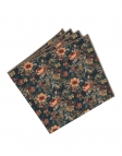 JAY - POCHETTE FLEURIE - PETROLE, ORANGE & BEIGE