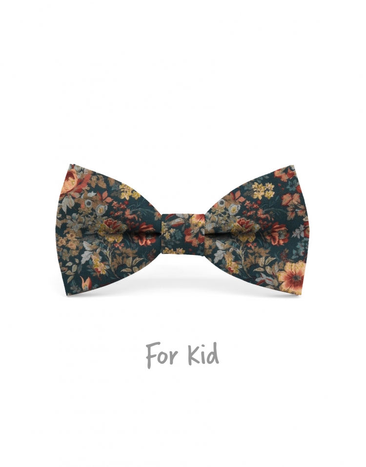 JAY - NOEUD PAPILLON ENFANT ou ADO - PETROLE, ORANGE & BEIGE