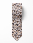 TERRY - CRAVATE FLEURIE - BRUN, BEIGE & BLEU MARINE