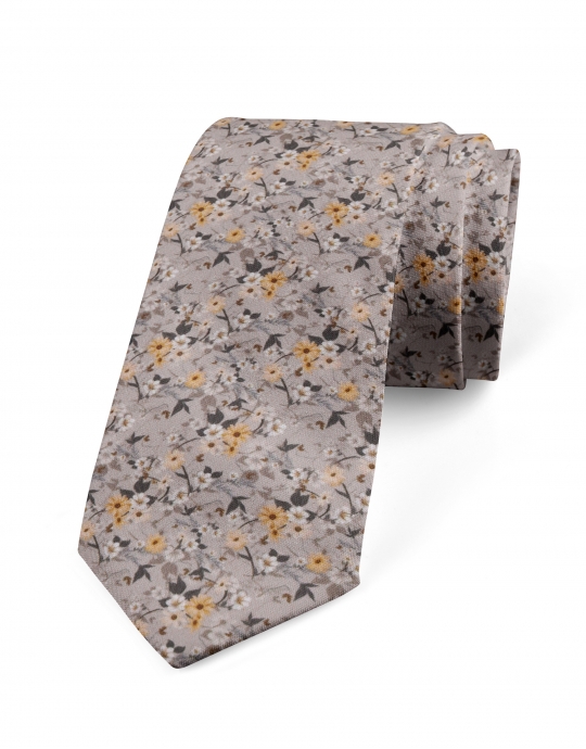 MOON - FLORAL TIE - BEIGE & BROWN