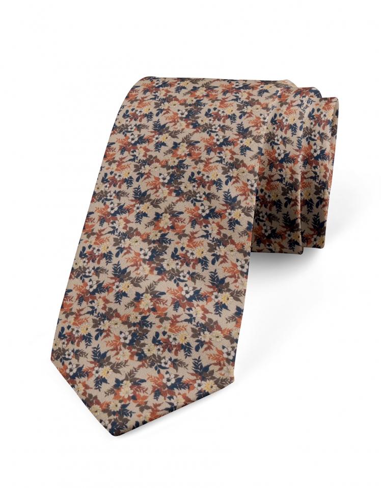 HAKATA - FLORAL TIE - BEIGE, RUST, BROWN and NAVY BLUE