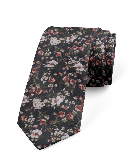 SUMIDA - FLORAL TIE - NAVY BLUE, KHAKI, RED and WHITE