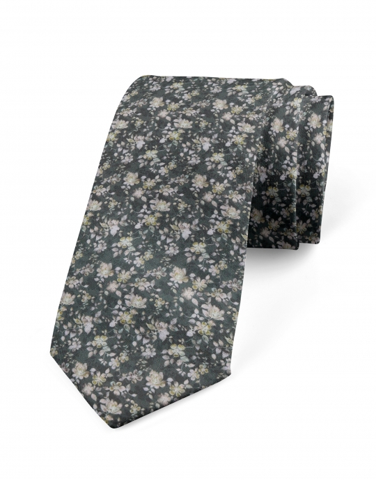 LUCAS - FLORAL TIE - GREEN & BEIGE