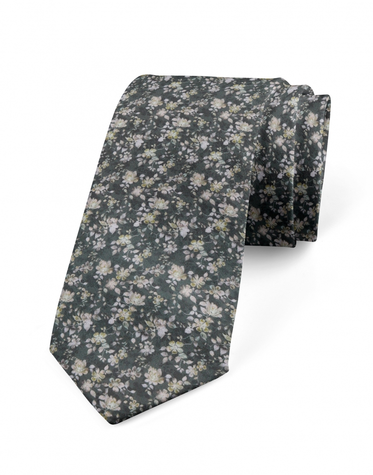 LUCAS - FLORAL TIE - GREEN & BEIGE