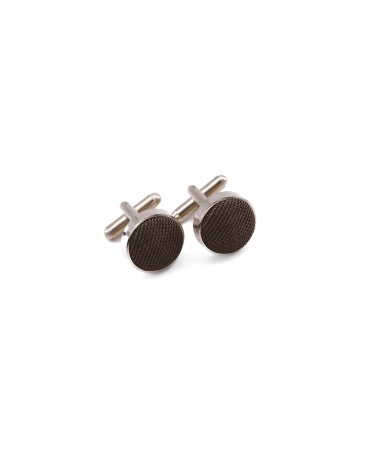 CASTAGNA - FABRIC CUFFLINKS - CHESTNUT BROWN