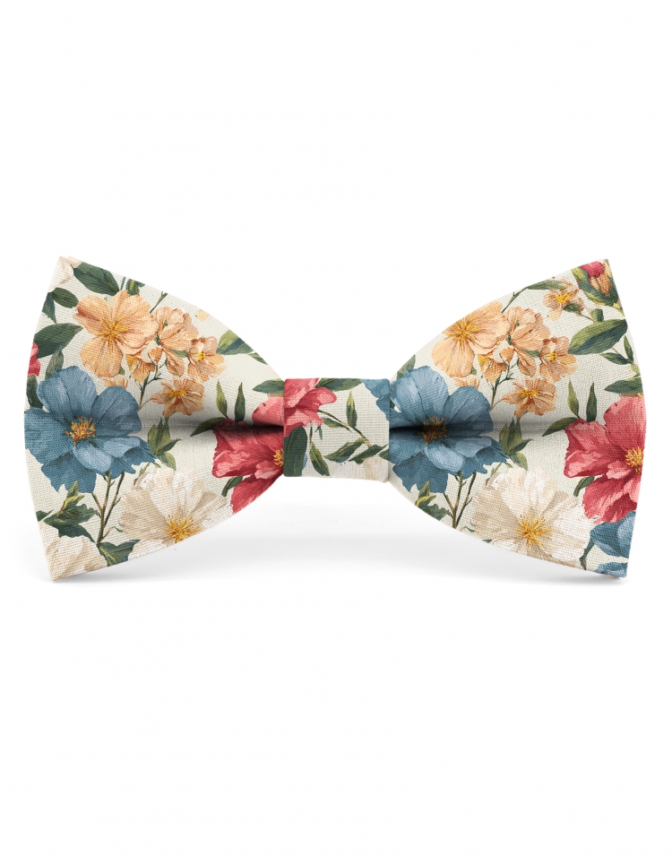 SALAMANCA - NOEUD PAPILLON FLEURI - CLASSIC - VERT, ORANGE, ROUGE & BLEU