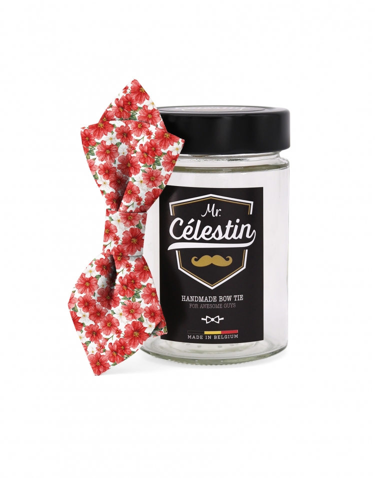 CADOGAN - NOEUD PAPILLON FLEURI - DIAMOND - ROUGE & BLANC