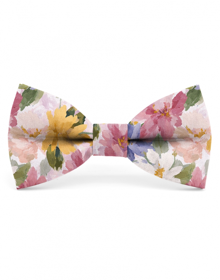 BRERA - NOEUD PAPILLON FLEURI - CLASSIC - ROSE, BLEU & JAUNE