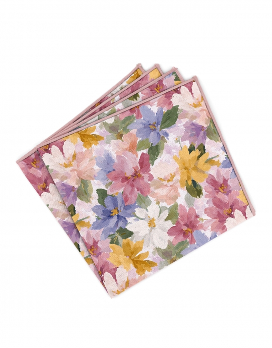 BRERA - POCHETTE FLEURIE - ROSE, BLEU & JAUNE