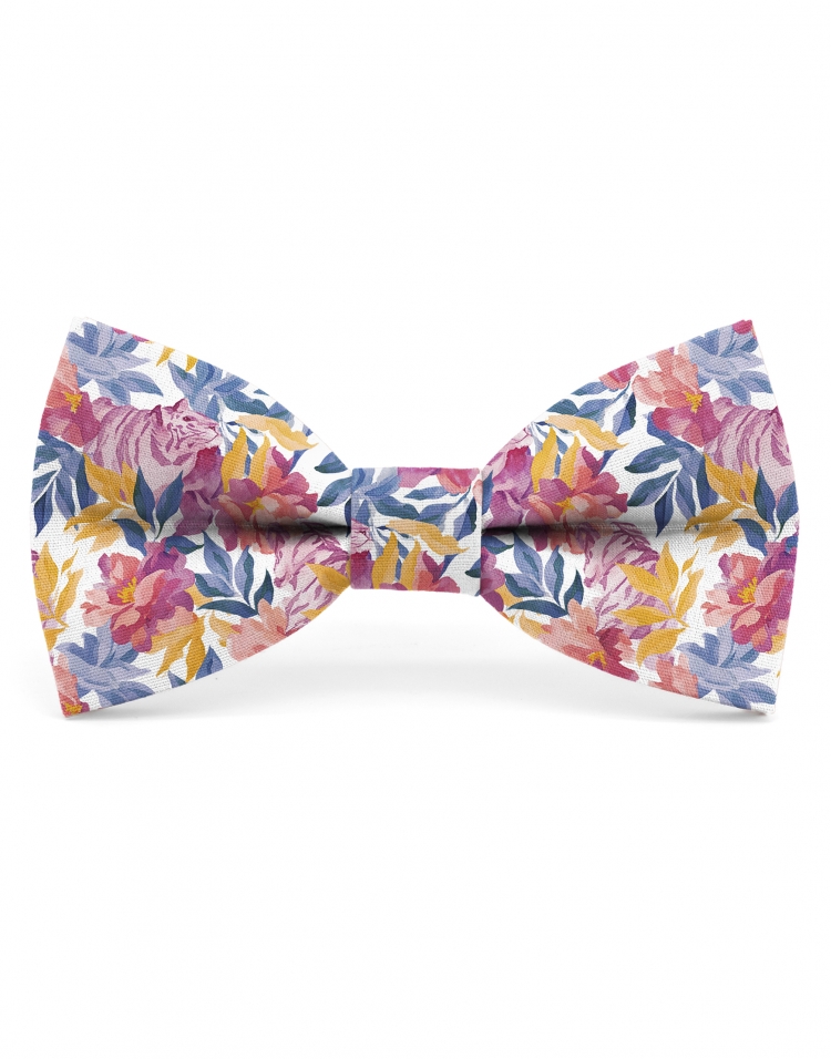 HANNAM - FLORAL BOW TIE - CLASSIC - PINK, BLUE & YELLOW