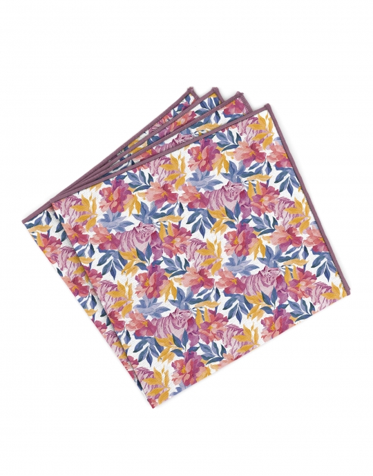 HANNAM - BLOEMEN POCHET - ROZE, BLAUW & GEEL