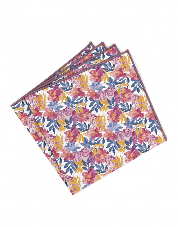 HANNAM - BLOEMEN POCHET - ROZE, BLAUW & GEEL