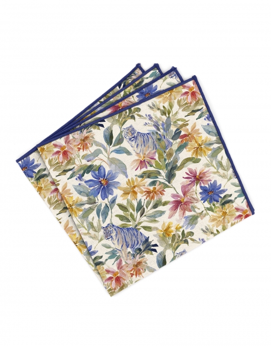 HOLANG - BLOEMEN POCHET - GROEN, BLAUW & ROZE