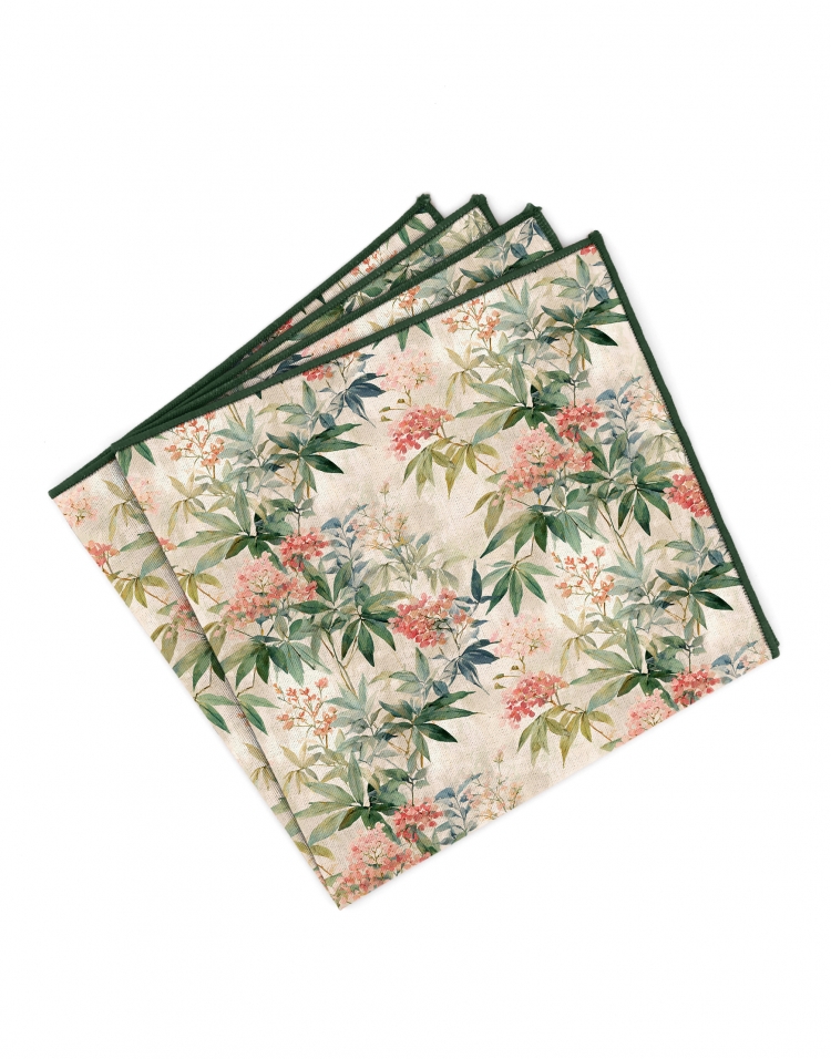 AZABU - BLOEMEN POCHET - KORAAL, ORANJE & GROEN