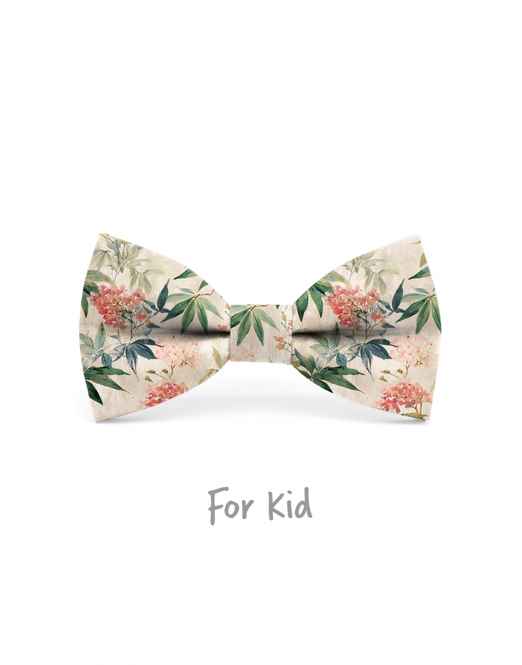 AZABU - NOEUD PAPILLON ENFANT ou ADO - ORANGE CORAIL & VERT