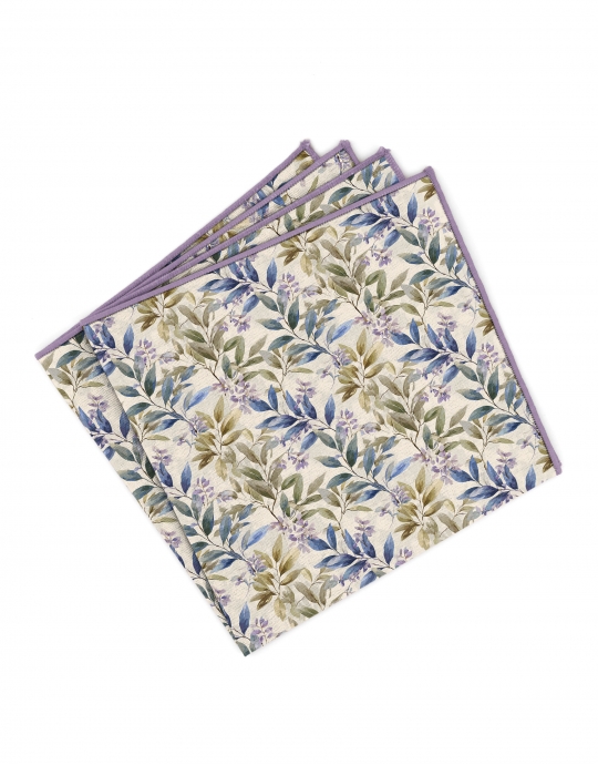 KEPPEL - POCHETTE FLEURIE - BLEU, KAKI & MAUVE