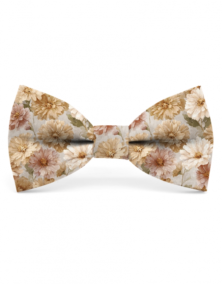 EATON - FLORAL BOW TIE - CLASSIC - BEIGE & TERRACOTTA