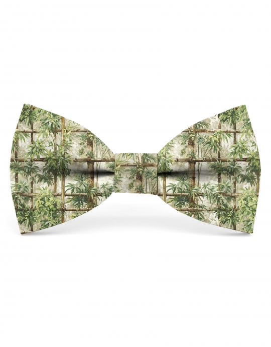 SHIJO - FLORAL BOW TIE - CLASSIC - GREEN & BEIGE