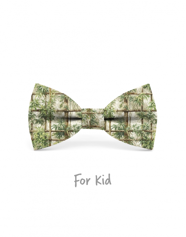 SHIJO - NOEUD PAPILLON ENFANT ou ADO - VERT ET BEIGE