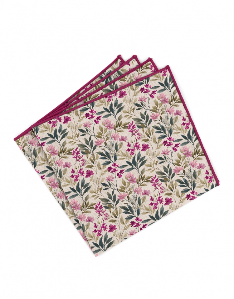 MINATO - BLOEMEN POCHET - FUCHSIA, GROEN & KHAKI