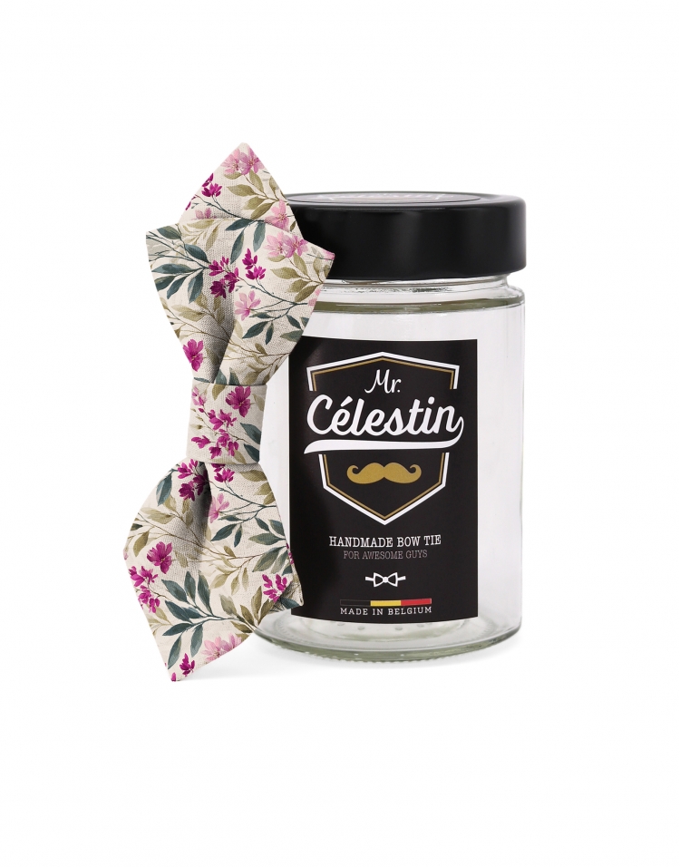 MINATO - FLORAL BOW TIE - DIAMOND - FUCHSIA, GREEN & KHAKI