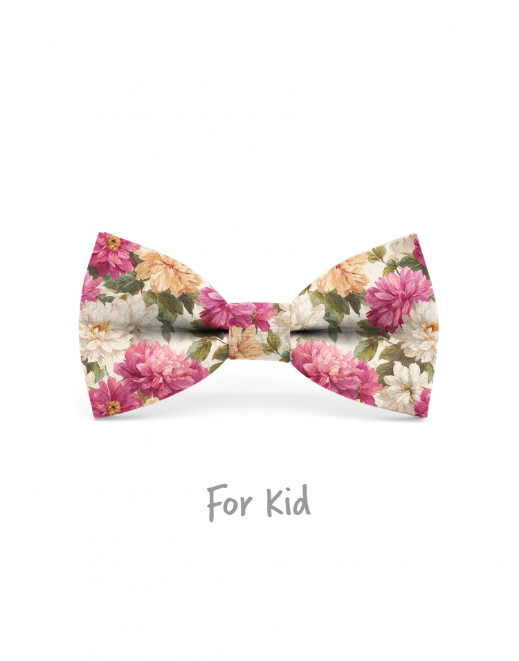 YORKVILLE - KID or TEEN BOW TIE - PINK, ORANGE & WHITE