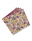 SENTOSA - FLORAL POCKET SQUARE - FUCHSIA, ORANGE & GREEN
