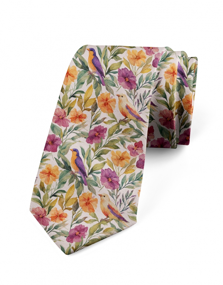 SENTOSA - FLORAL TIE - FUCHSIA, ORANGE & GREEN