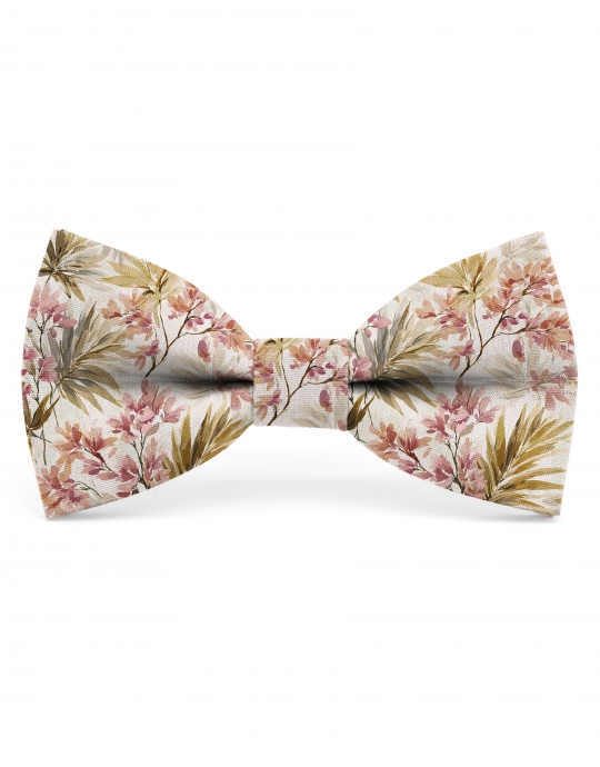 MORALEJA - NOEUD PAPILLON FLEURI - CLASSIC - BEIGE & VIEUX ROSE