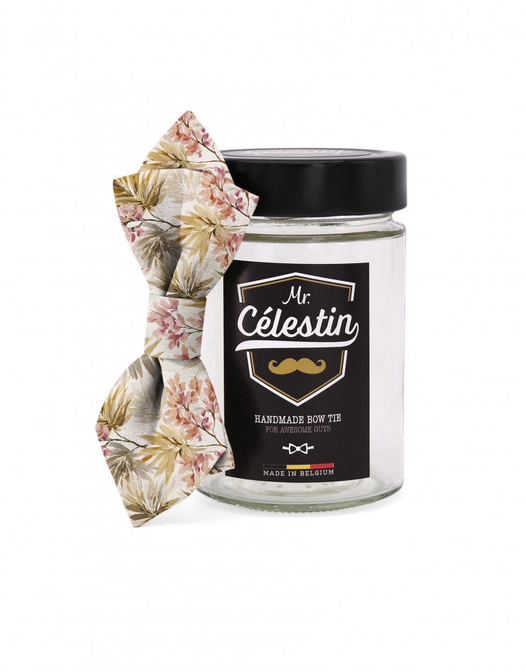 MORALEJA - FLORAL BOW TIE - DIAMOND - BEIGE & DUSTY PINK