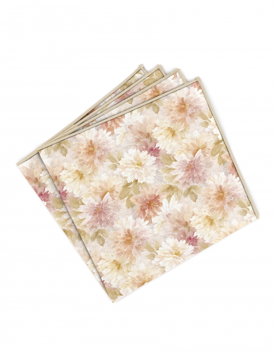 HIROO - POCHETTE FLEURIE - BEIGE & ROSE PALE
