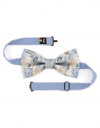 MEGURO - FLORAL BOW TIE - CLASSIC - BLUE & BEIGE