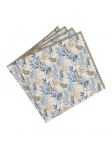 MEGURO - FLORAL POCKET SQUARE - BLUE & BEIGE
