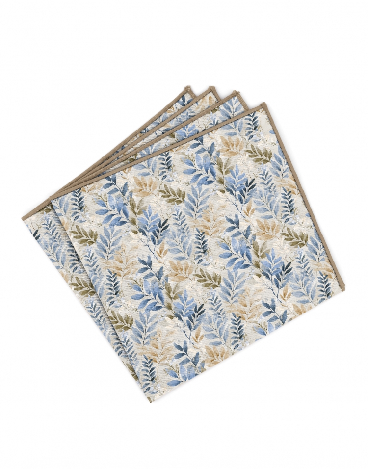 MEGURO - BLOEMEN POCHET - BLAUW & BEIGE